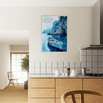Mediterranean Blue Boat Amalfi Coast - Vibrantwalls