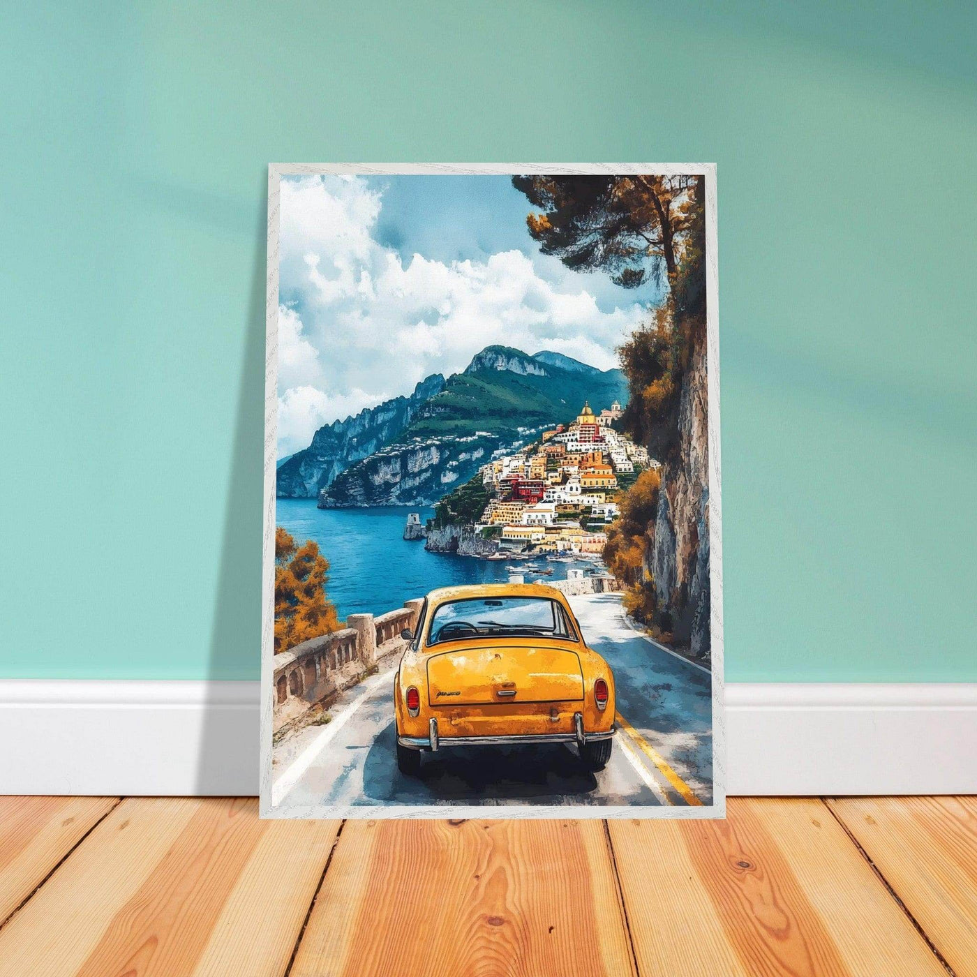 Vintage Italian Coastal View - Cliffside Village Art Print - Vibrantwalls