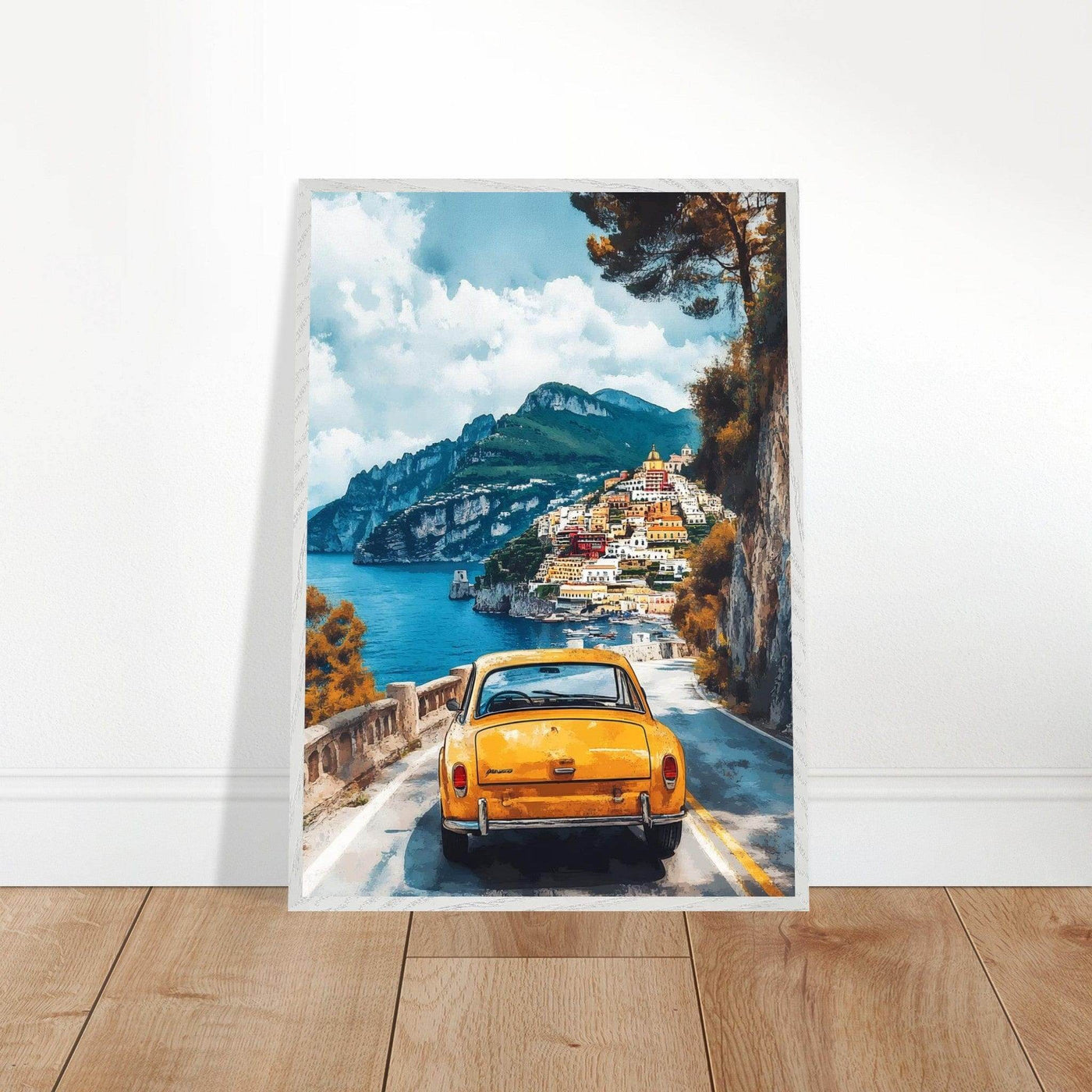 Vintage Italian Coastal View - Cliffside Village Art Print - Vibrantwalls