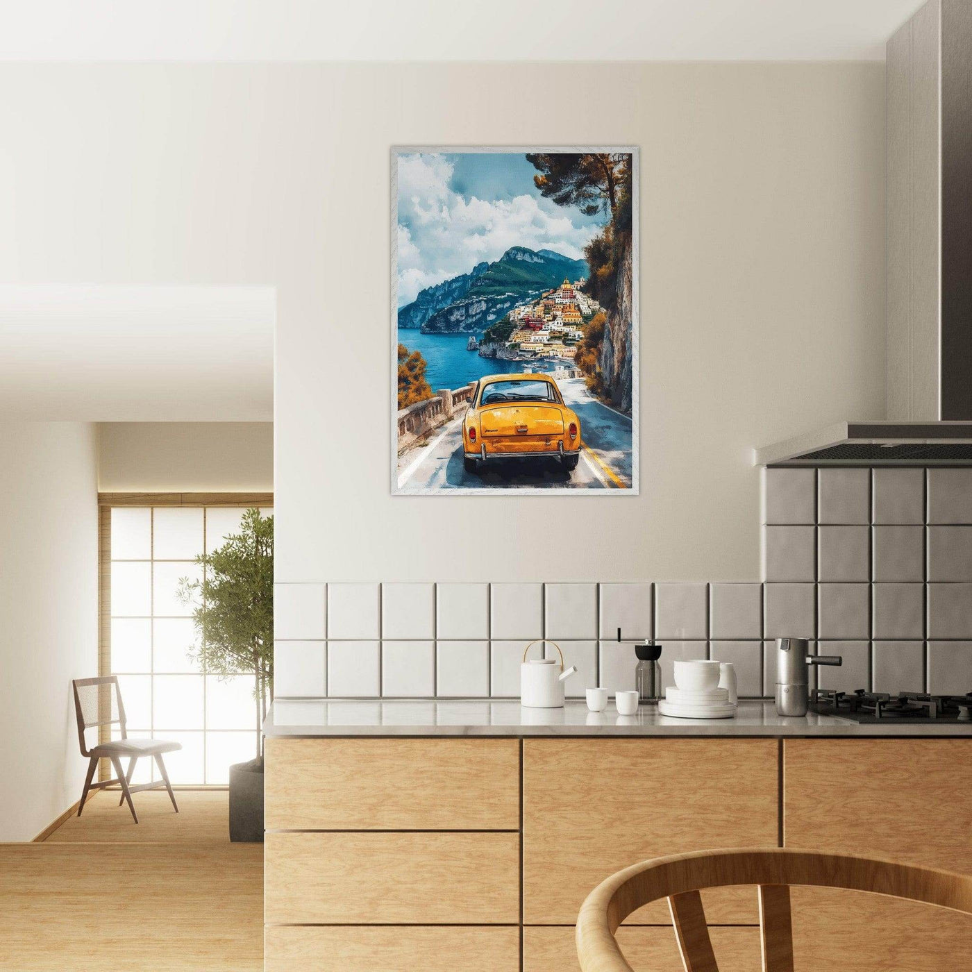 Vintage Italian Coastal View - Cliffside Village Art Print - Vibrantwalls
