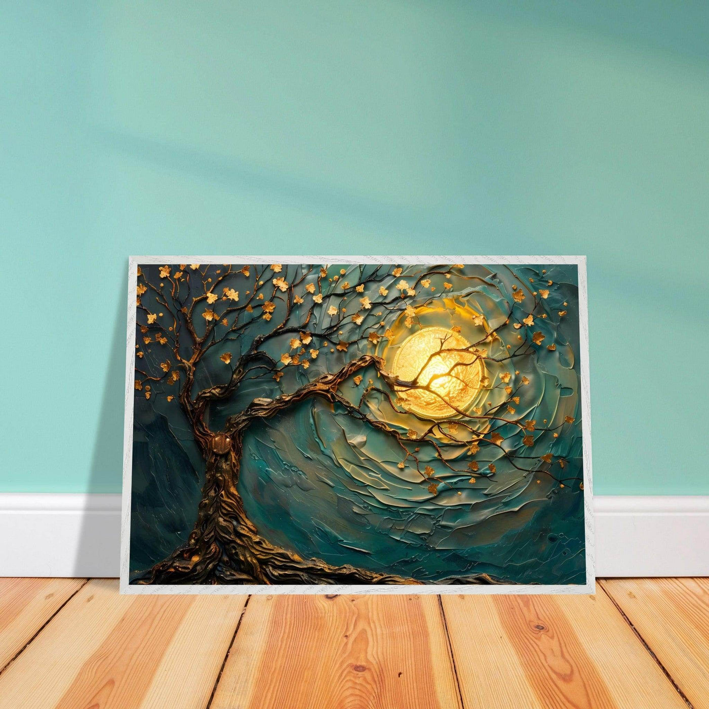 Teal Gold Tree of Life Pendant - Elegance in Nature's Design - Vibrantwalls
