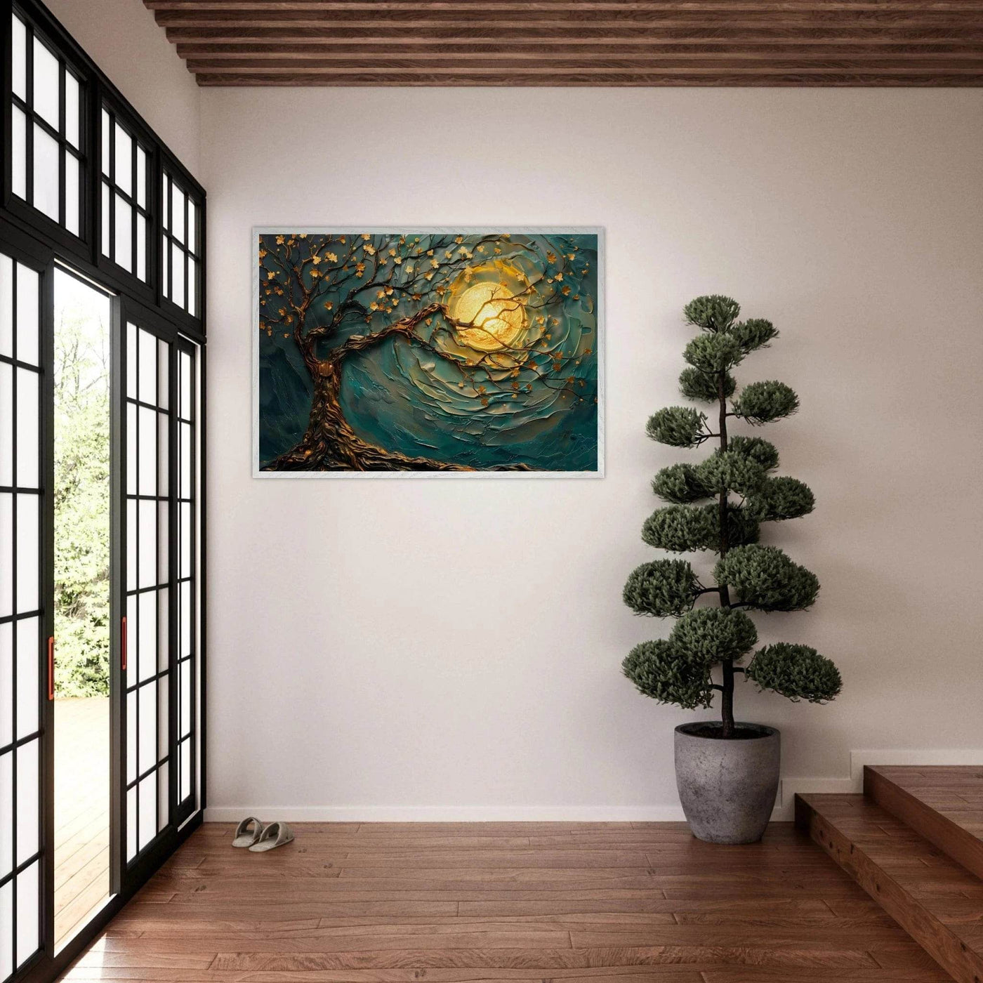 Teal Gold Tree of Life Pendant - Elegance in Nature's Design - Vibrantwalls
