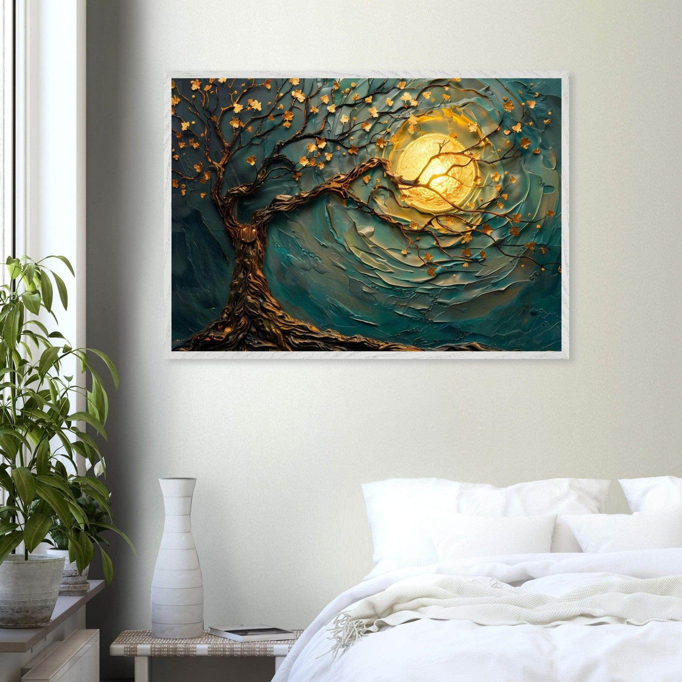 Teal Gold Tree of Life Pendant - Elegance in Nature's Design - Vibrantwalls