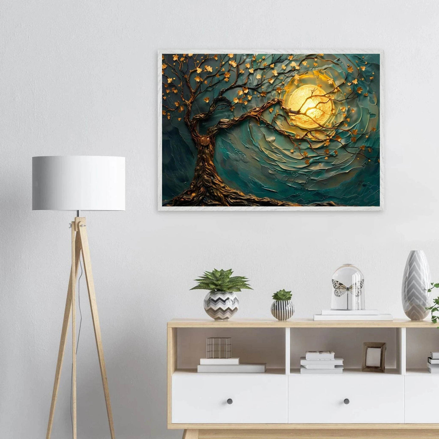 Teal Gold Tree of Life Pendant - Elegance in Nature's Design - Vibrantwalls