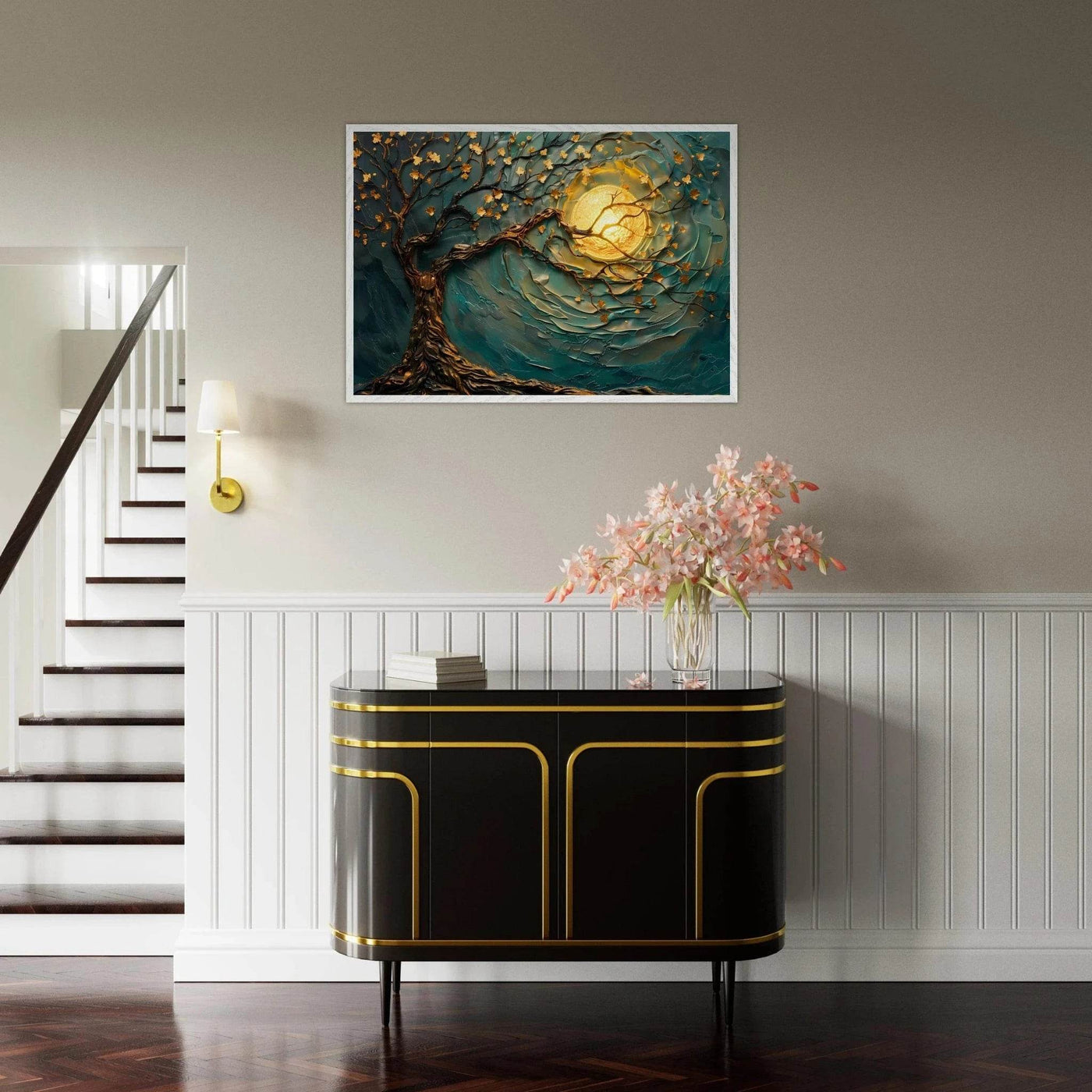 Teal Gold Tree of Life Pendant - Elegance in Nature's Design - Vibrantwalls