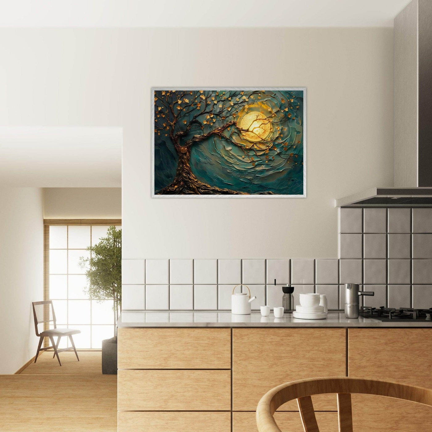 Teal Gold Tree of Life Pendant - Elegance in Nature's Design - Vibrantwalls