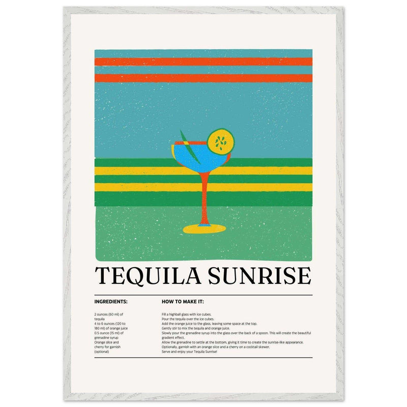 Tequila Sunrise Cocktail Recipe Wall Art - Vibrantwalls