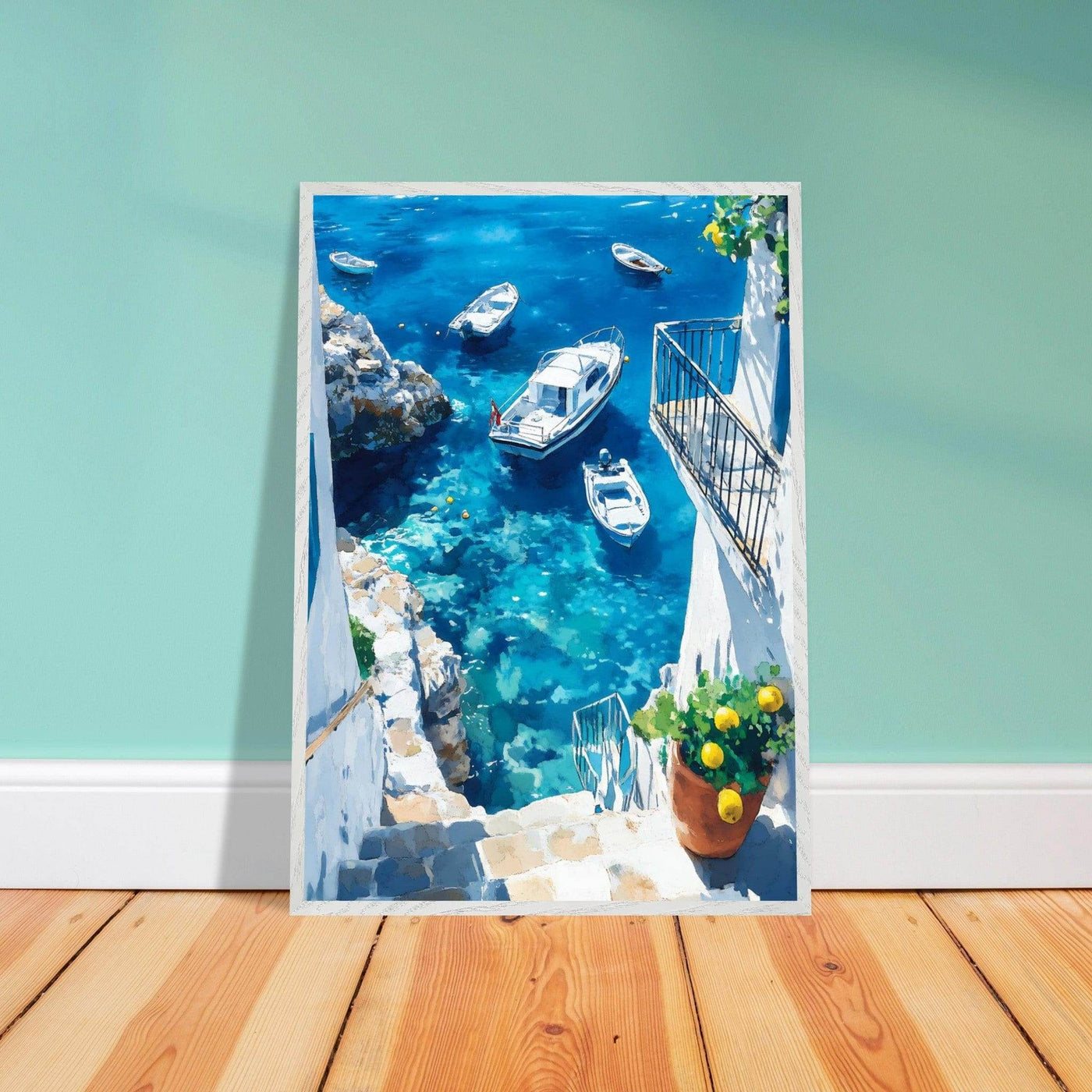 Vintage Italian Coastal Drive Mediterranean Blue Waters - Vibrantwalls