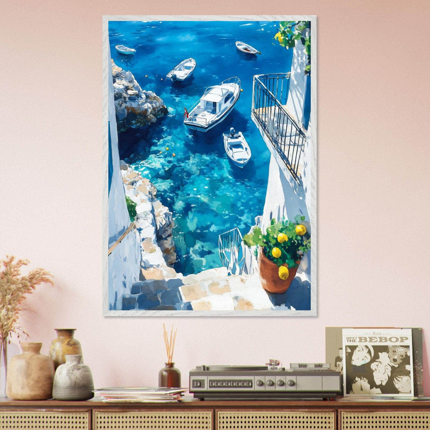 Vintage Italian Coastal Drive Mediterranean Blue Waters - Vibrantwalls